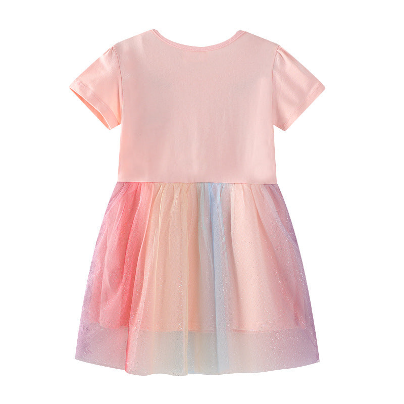 Girls tulle dress with unicorn embroidery and colorful appliqués Mune Fashion