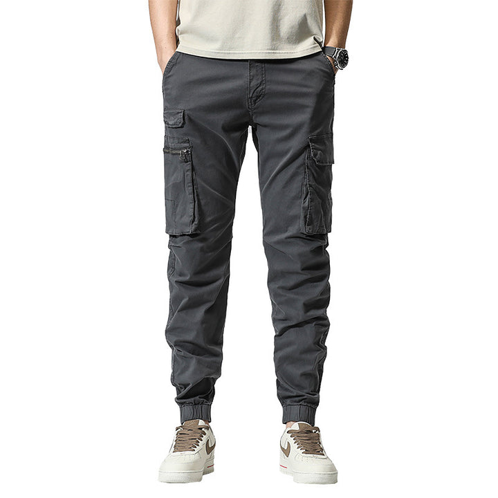 Herren Freizeits-Utility-Cargohose im Joggerstil mit teil-elastischem Bund und multifunktionalen Frontklappen Mune Fashion
