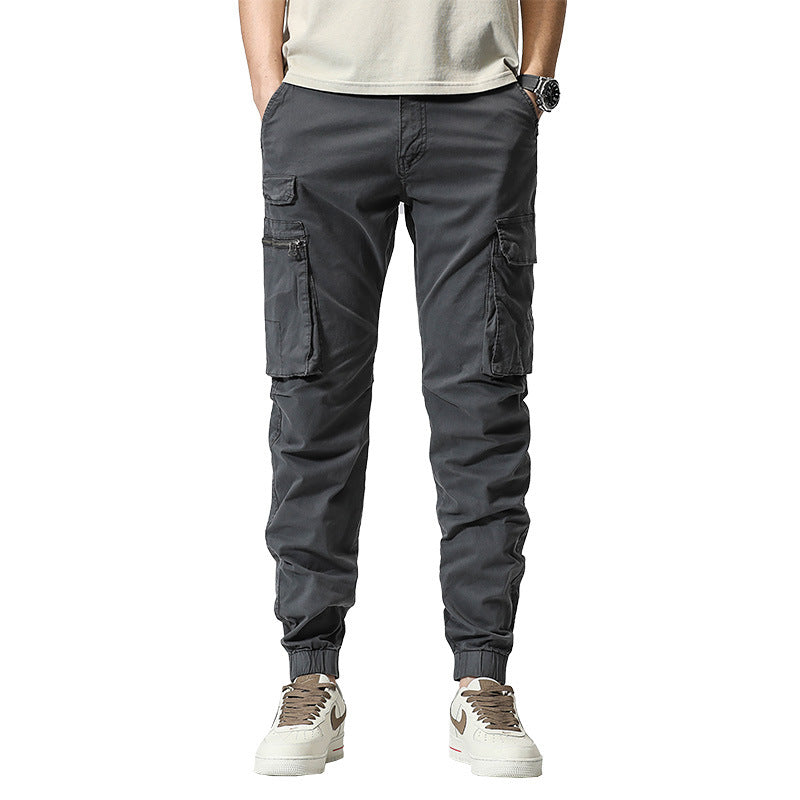 Herren Freizeits-Utility-Cargohose im Joggerstil mit teil-elastischem Bund und multifunktionalen Frontklappen Mune Fashion