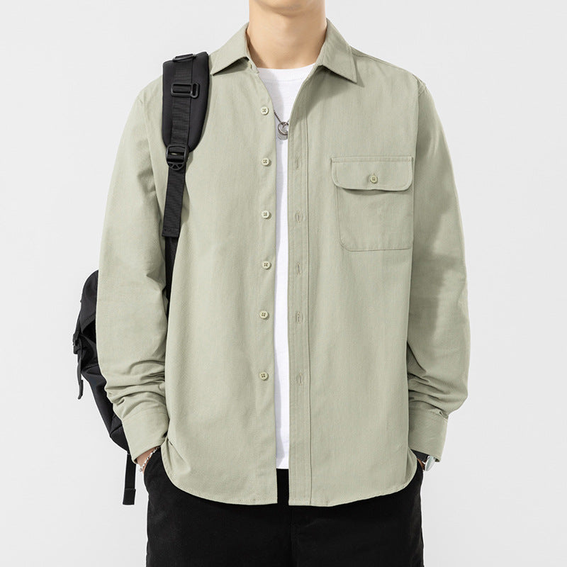 Men's Casual Long Sleeve Shirt with Chest Pocket Mune Fashion