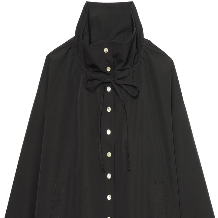 Women Cropped Oversized Utility Jacket with Stand Collar and Drawstring Mune Fashion