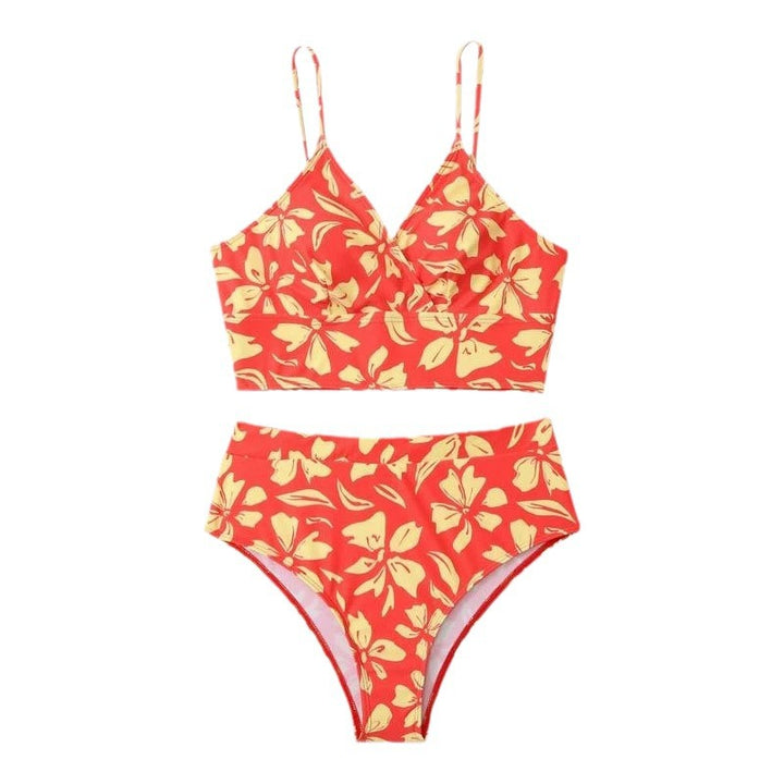 Women's Two-Piece Bikini Set with Flower-Shaped Crop Top and High-Waisted Bottom Mune Fashion