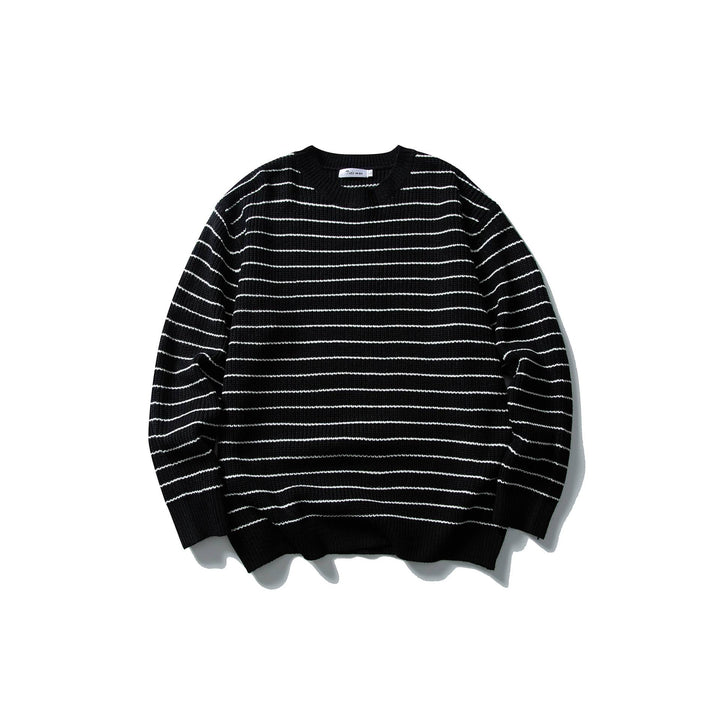 Unisex Striped Knit Sweater in Breton Look with Chunky Rib Structure and Round Neck Mune Fashion