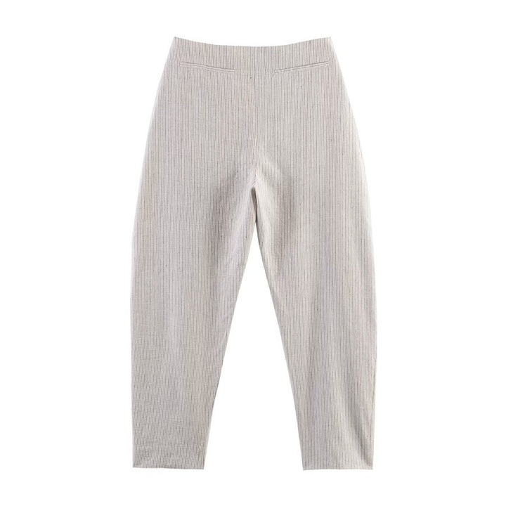 Women High-Waisted Pleated Pants with Loose Fit and Narrow Ankle Area Mune Fashion