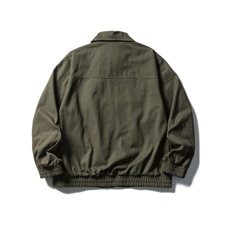 Men's Boxy Field Jacket in Utility Look with Stand-up Collar, Full-length Zipper and Elastic Hem Mune Fashion