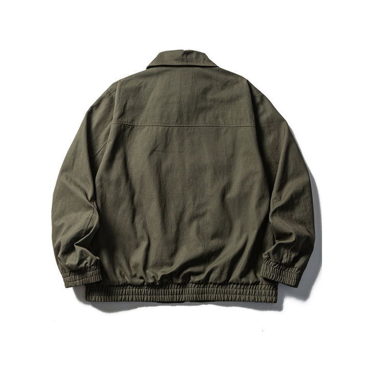 Men's Boxy Field Jacket in Utility Look with Stand-up Collar, Full-length Zipper and Elastic Hem Mune Fashion