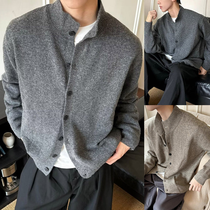 Men's Cozy Knit Sweater with Button Placket Mune Fashion