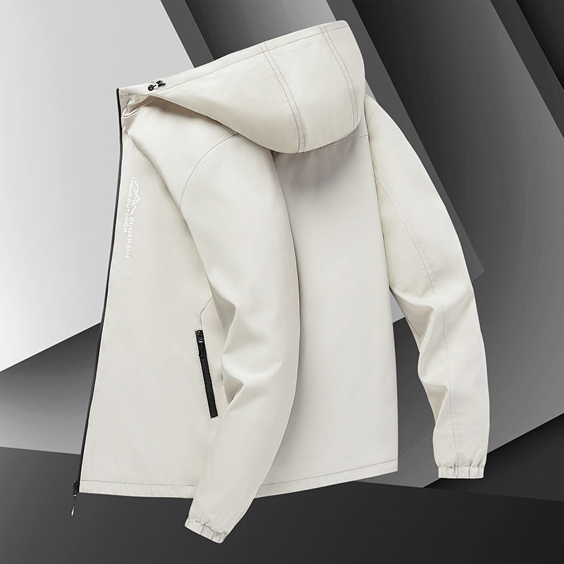 Men's windproof softshell jacket with adjustable hood, water-repellent membrane, and secure zip pockets Mune Fashion