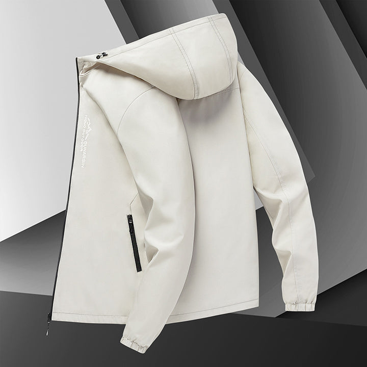 Men's windproof softshell jacket with adjustable hood, water-repellent membrane, and secure zip pockets Mune Fashion