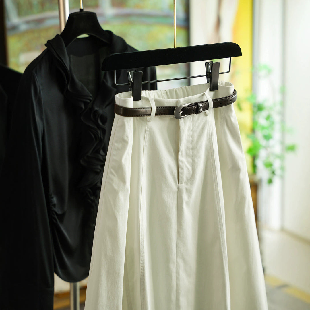 Women's Elegant Maxi Skirt with Waist Belt Mune Fashion