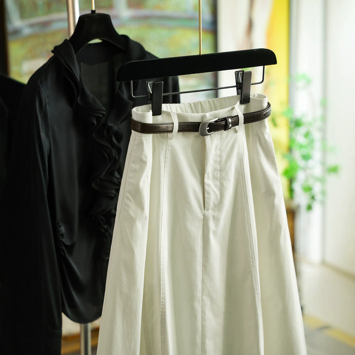 Women's Elegant Maxi Skirt with Waist Belt Mune Fashion