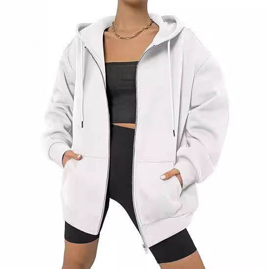 Women's oversized zip hoodie with contrasting zipper, double-layered hood and kangaroo pocket Mune Fashion