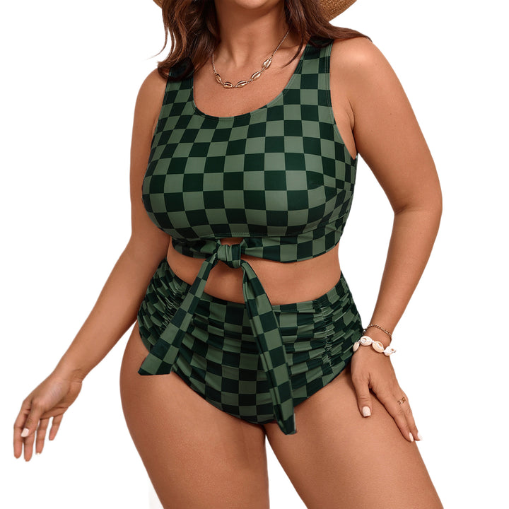 Women's Two-Piece Swimsuit Set with Fashion Knot and Ruching Mune Fashion