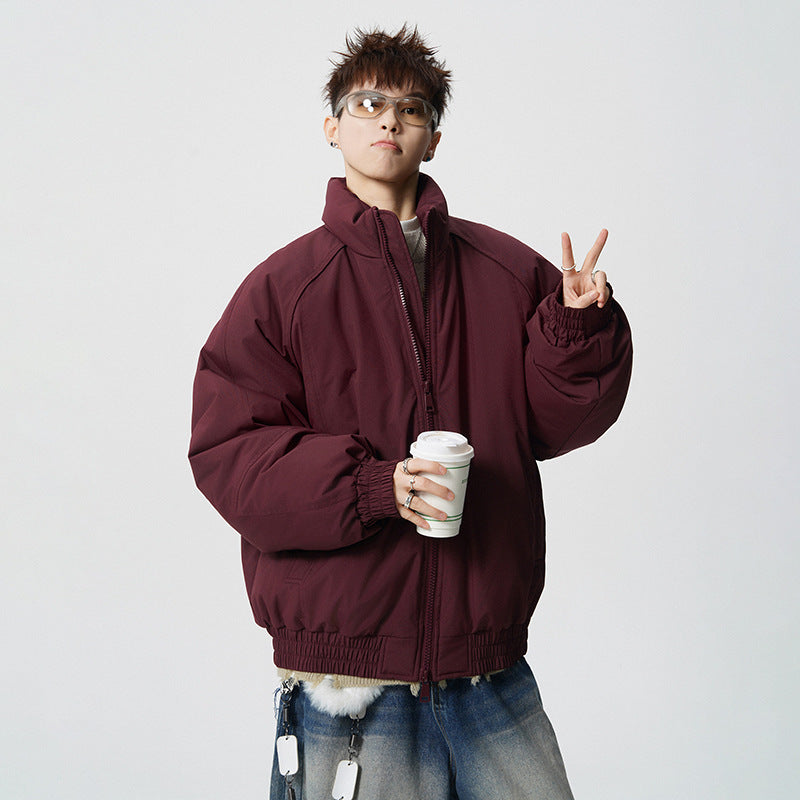 Men's Oversized Windbreaker with Stand Collar and Elastic Cuffs Mune Fashion