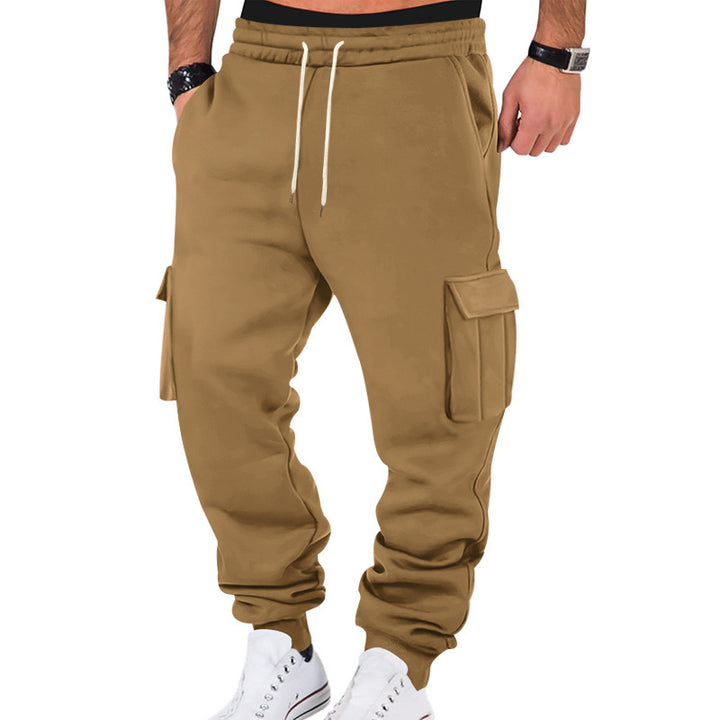 Men's casual cargo sweatpants with drawstring waistband, flap pockets and slim ankle cuffs Mune Fashion