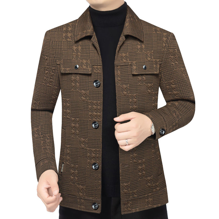 Men's Structured Overshirt in Glencheck Relief with Shirt Collar Mune Fashion