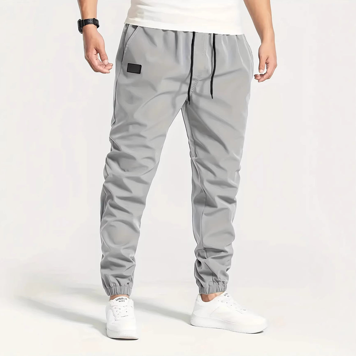 Men's Technical Jogging Pants in Tapered Utility Style with Elastic Waistband & Ankle Cuffs Mune Fashion