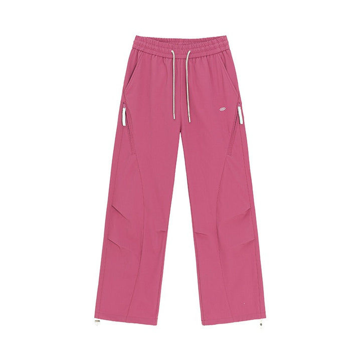 Women's Wide Utility Training Pants with Elastic Waistband, Zipper Pockets & Adjustable Hem Mune Fashion