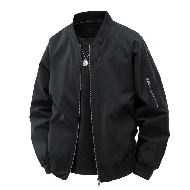 Men's Lightweight Bomber Jacket in Minimalist Utility Look with Arm Pocket & Ribbed Cuffs Mune Fashion