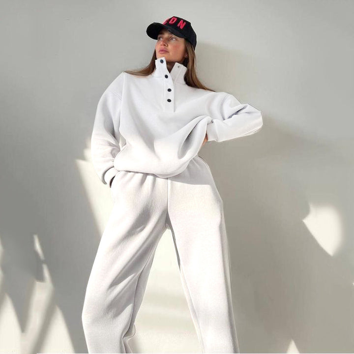 Women's cozy oversized fleece set with standing collar and jogger Mune Fashion
