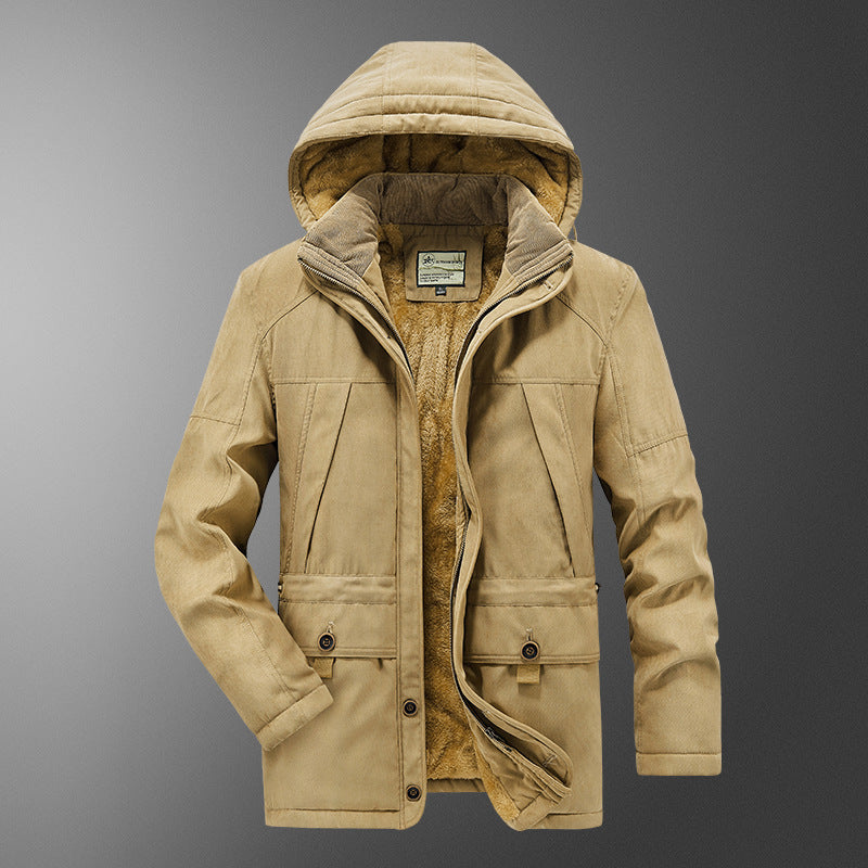 Men's insulated hooded parka with thermo teddy lining, windproof cotton blend outer shell, and multiple pockets Mune Fashion
