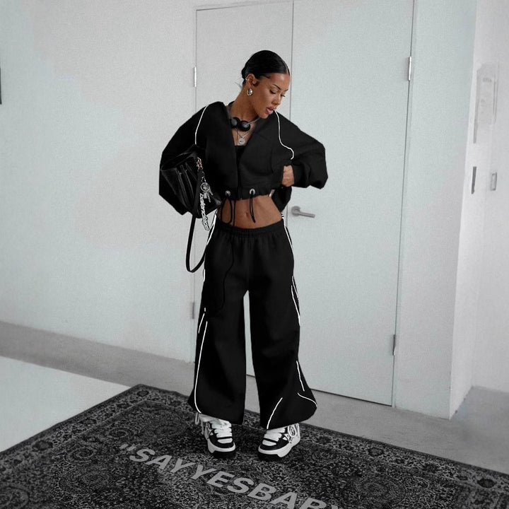 Ladies nan wide oversized tracksuit with zip hooded jacket and extra wide lounge pants Mune Fashion