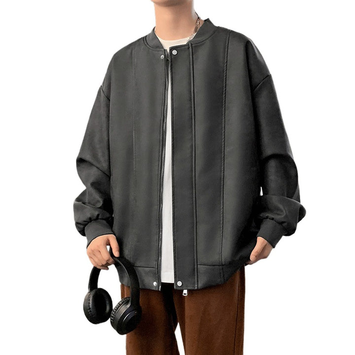 Men's Oversized Bomber Jacket made of Suede Imitation with Vertical Seam Structure Mune Fashion