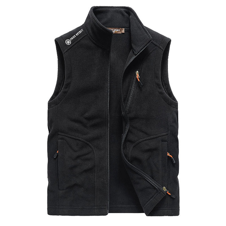 Men's fleece vest with high collar and multifunctional zipper pockets Mune Fashion