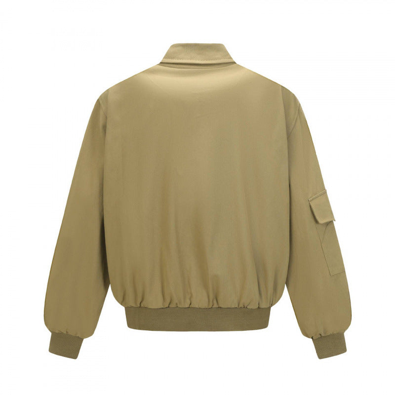 Unisex Oversize Bomber Jacket in Utility Style with Zipper, Flap Pockets and Ribbed Hem Mune Fashion