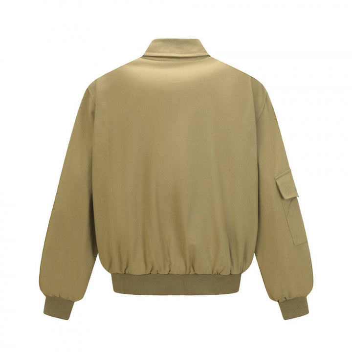 Unisex Oversize Bomber Jacket in Utility Style with Zipper, Flap Pockets and Ribbed Hem Mune Fashion