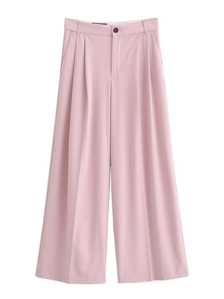Women Wide High-Waist Pleated Trousers with Wide Leg Mune Fashion