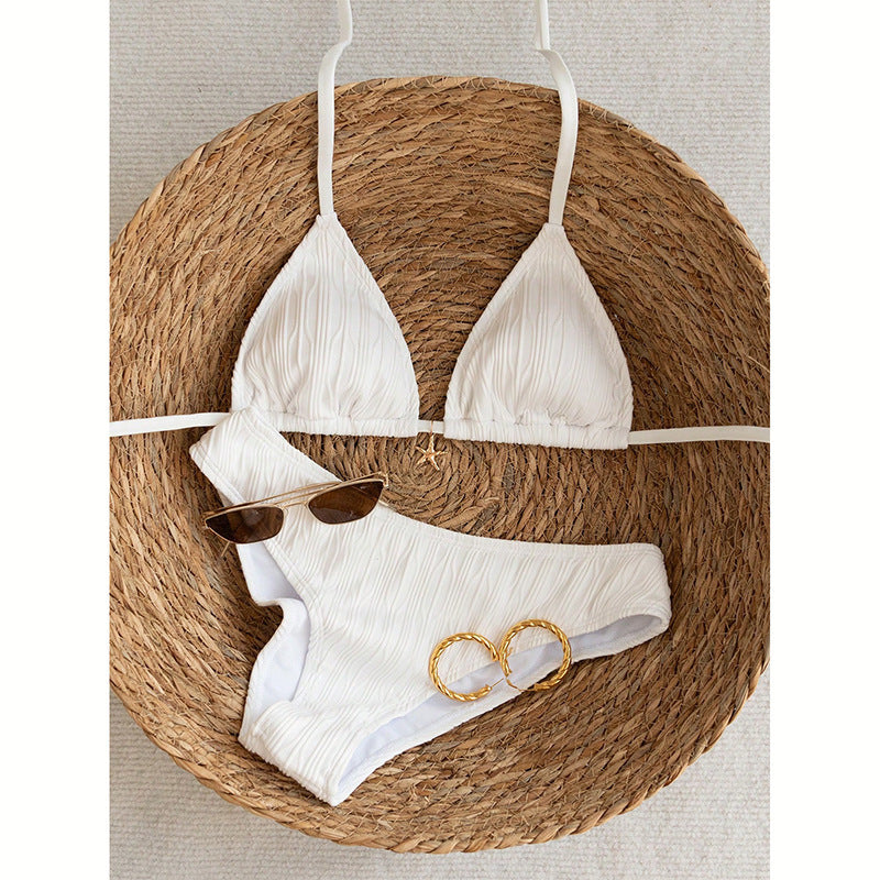 Women Triangle Bikini with fine ribbed design Mune Fashion