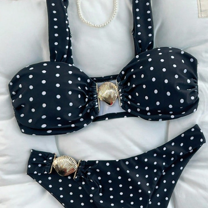 Ladies Bikini Set with Ruffle Details and Shimmering Shell Element Mune Fashion