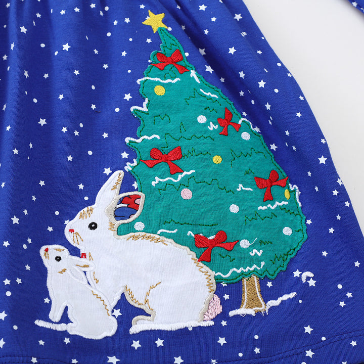 Girls Long Sleeve Dress with Christmas Motif Mune Fashion