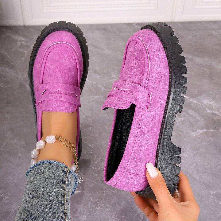 Women's Thick Sole Loafers in Suede Look with Comfort Insole Mune Fashion