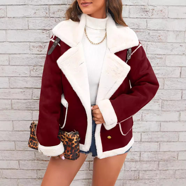 Ladies short-cut lambskin look pilot jacket Mune Fashion