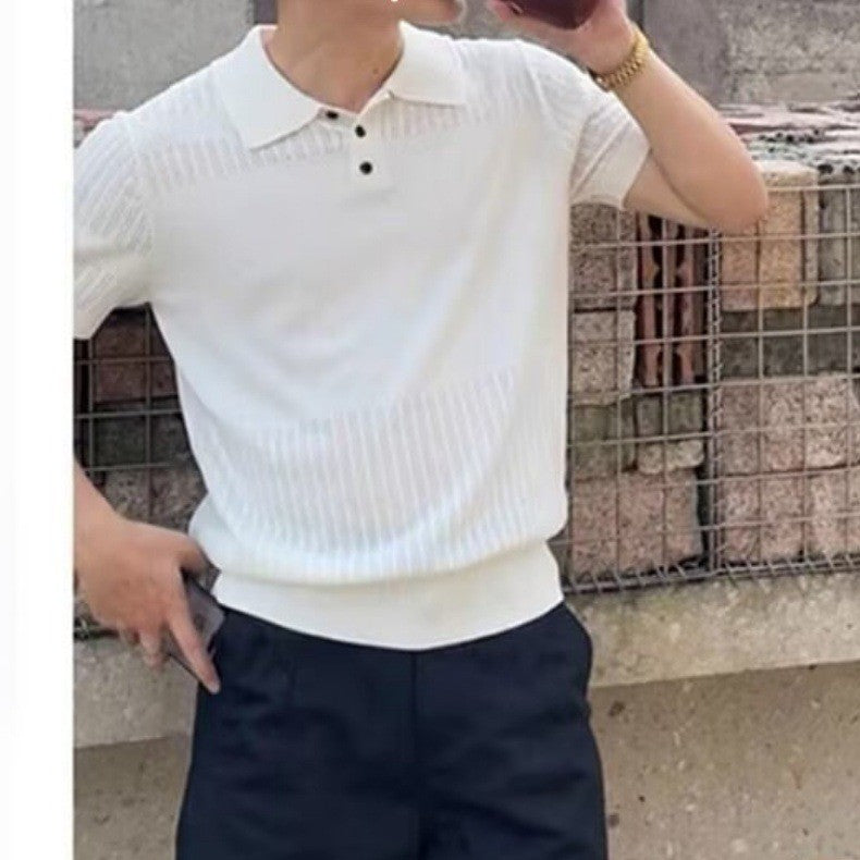 Men's Elegant Polo Shirt with Textured Surface Mune Fashion