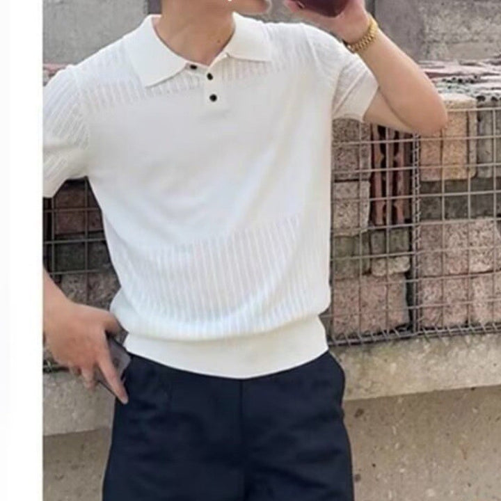 Men's Elegant Polo Shirt with Textured Surface Mune Fashion