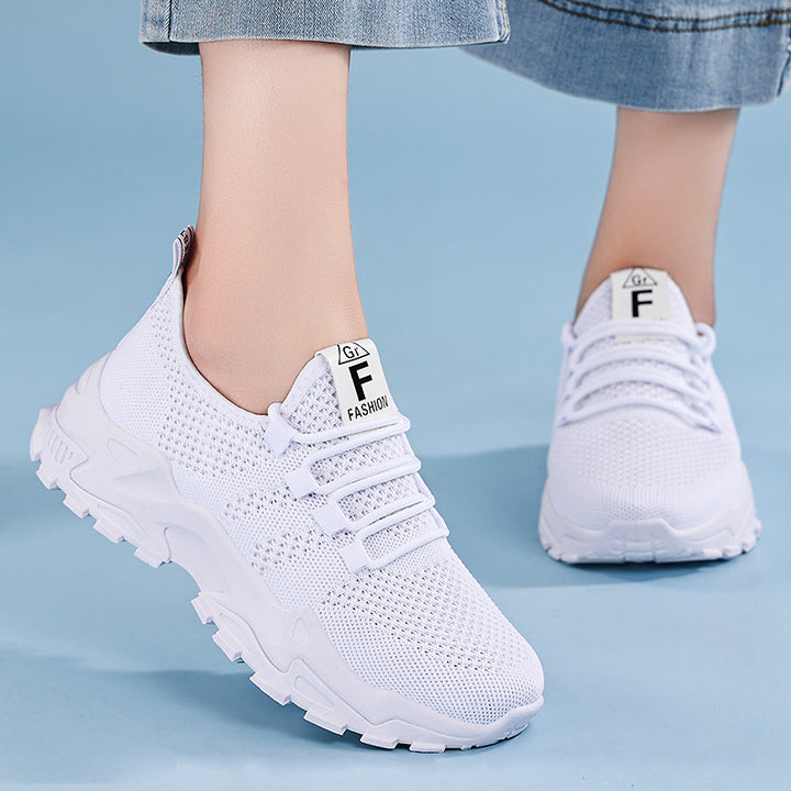 Ladies nan breathable knit slip-on sneakers with sock-like shaft and profiled platform heel Mune Fashion