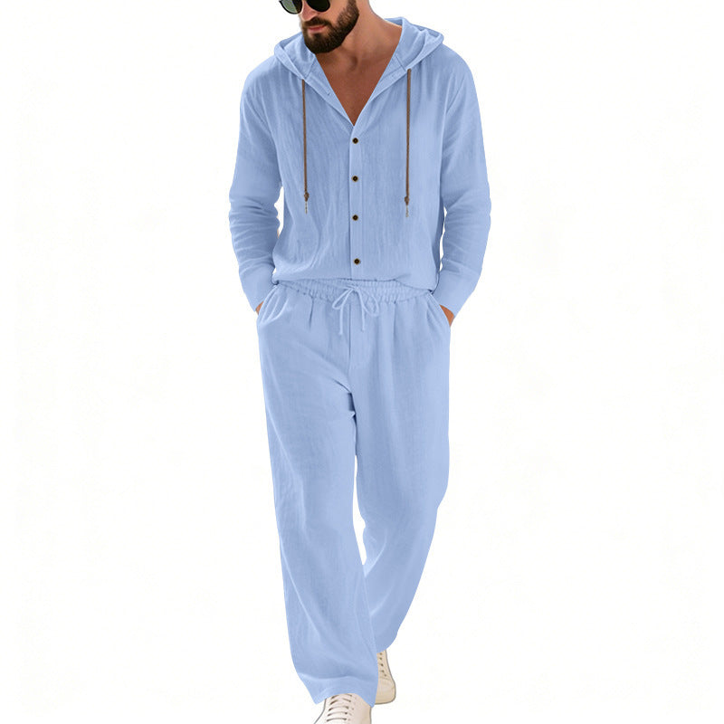 Men's nan legeres hoodie lounge set with button placket, drawstring trousers and side pockets Mune Fashion