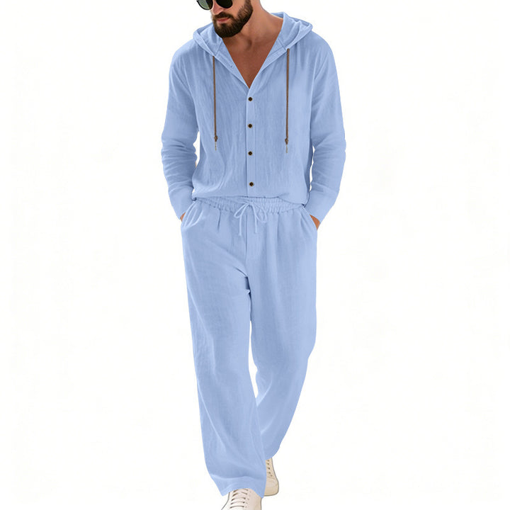 Men's nan legeres hoodie lounge set with button placket, drawstring trousers and side pockets Mune Fashion