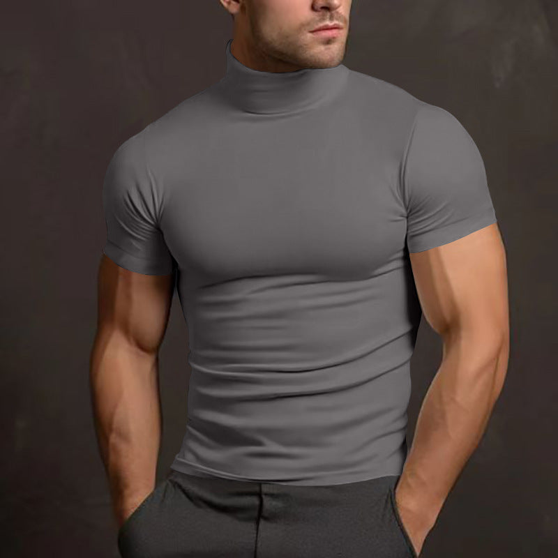 Men's body-hugging short-sleeve roll-neck shirt made of stretch jersey Mune Fashion