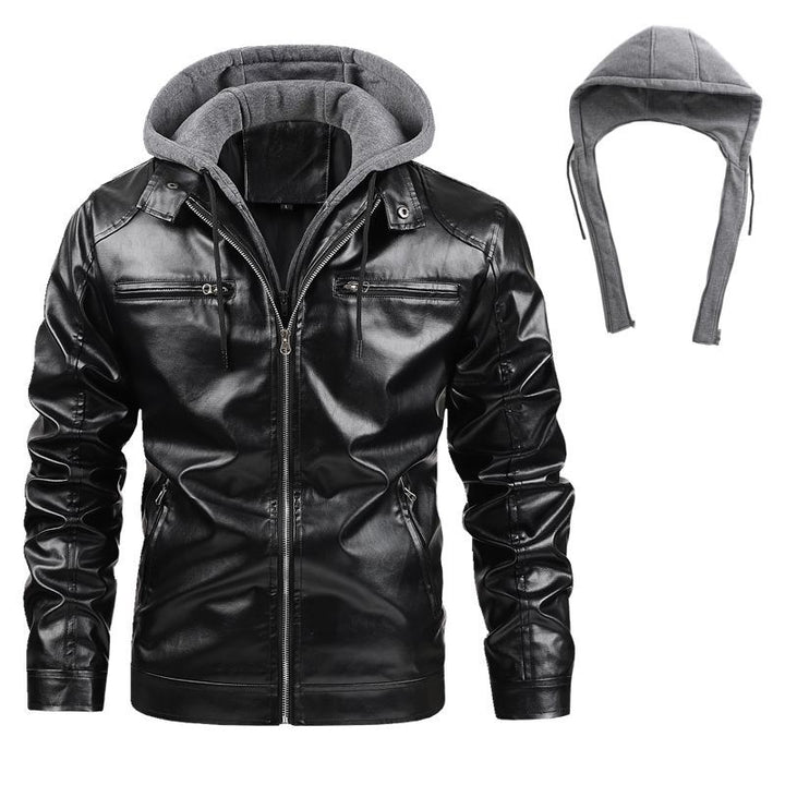 Men's Stylish Leather Jacket with Hood Mune Fashion