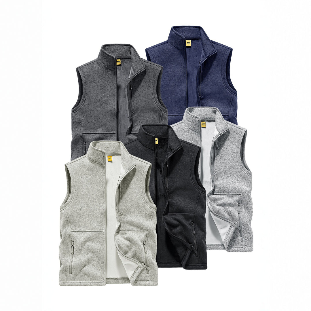 Men's fleece vest with high stand collar, chest zipper and side pockets Mune Fashion