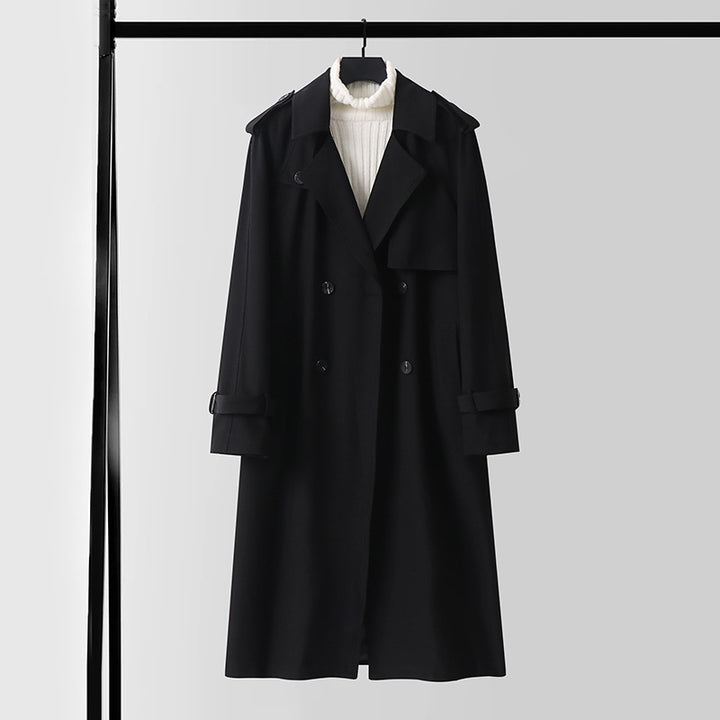 Men's Classic Double-Breasted Trench Coat made of lightweight Wool Blend with Shawl Collar and Epaulettes Mune Fashion