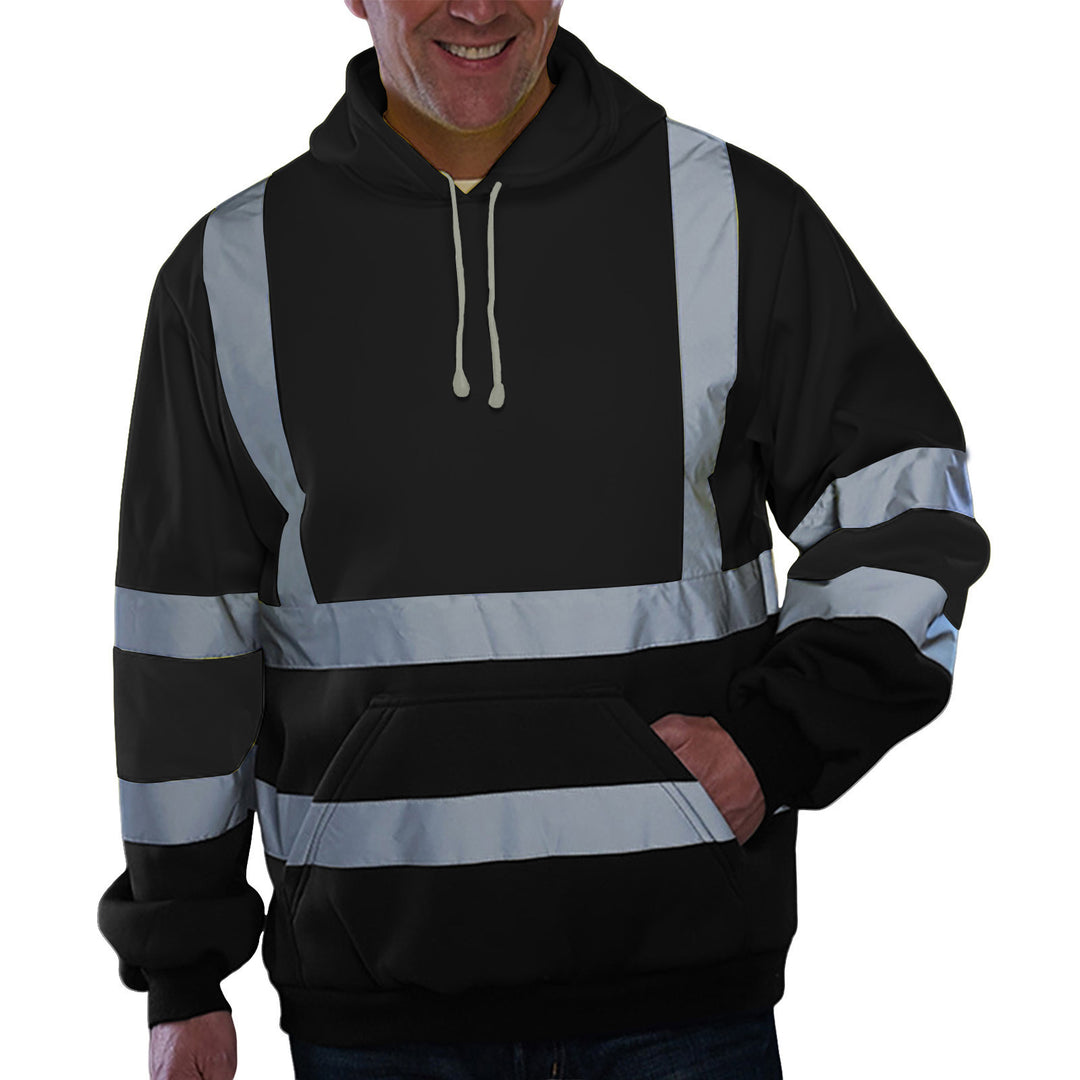 Men's reflective safety hoodie with contrasting reflective bands, kangaroo pocket and adjustable hood Mune Fashion