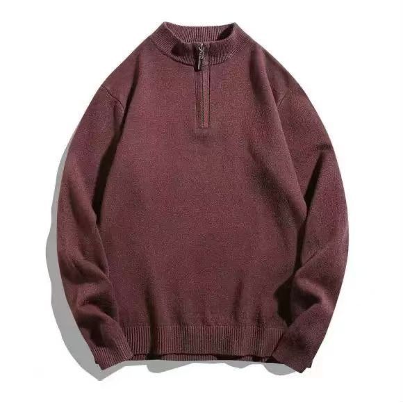 Men's fine knit troyer with half zipper, slim silhouette and contrasting stand-up collar Mune Fashion