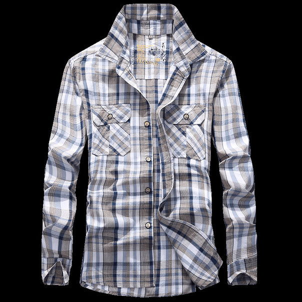 Men's checked shirt jacket in worker style with chest flap pockets Mune Fashion