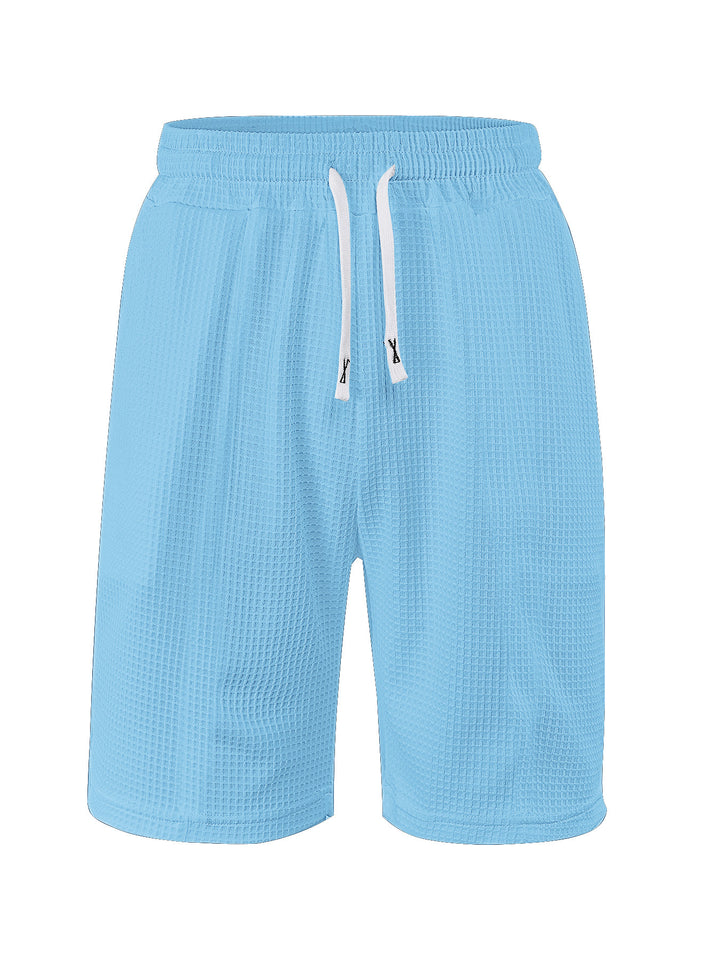 Men's breathable waffle pajama shorts with elastic comfort waistband, drawstring, and side pockets Mune Fashion