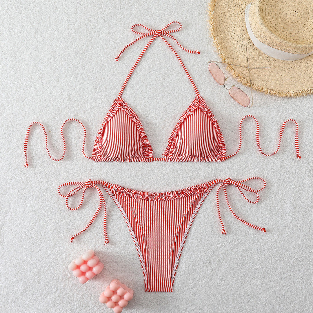 Women's triangle bikini with gathers and adjustable ties Mune Fashion
